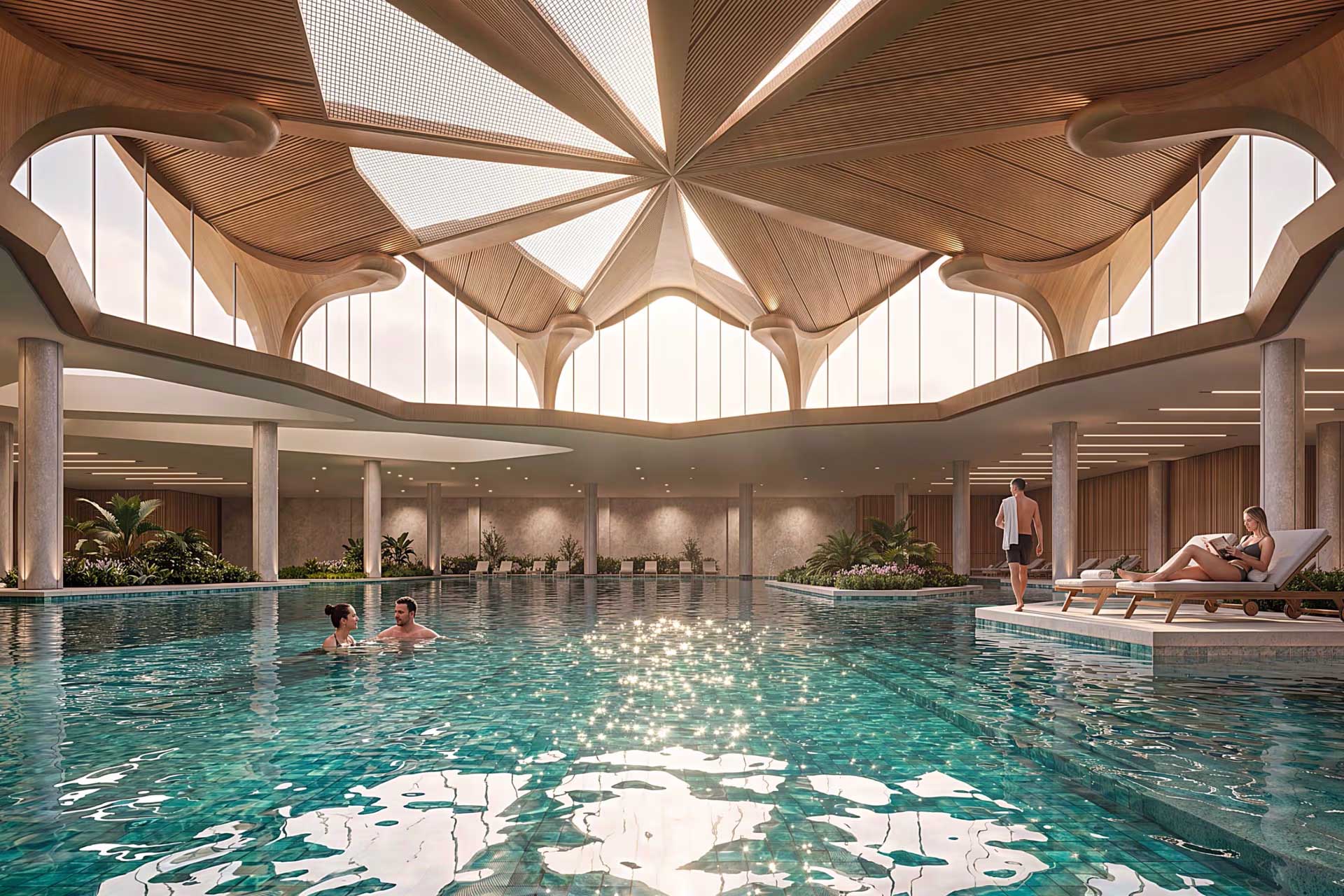 Bể bơi bốn mùa 4000m2 tầng hầm dự án Hanoi Seasons Garden