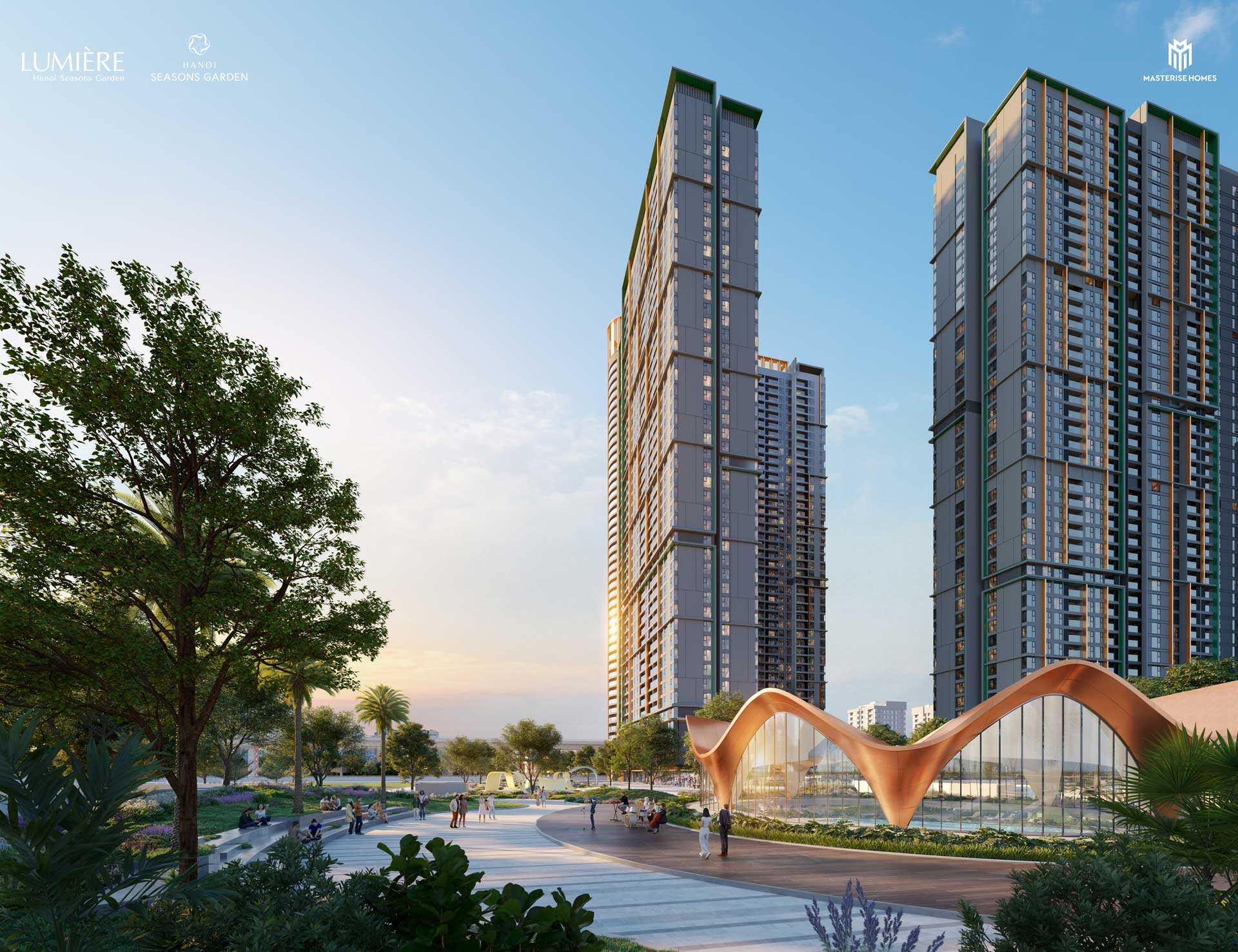 Kiến trúc mái vòm biểu tượng và quảng trường Hanoi Seaons Garden